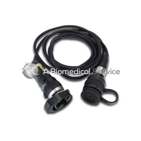 Black flexible coiled medical endoscope cable with metallic connectors for olympus otv-s6 camera biomedical service use