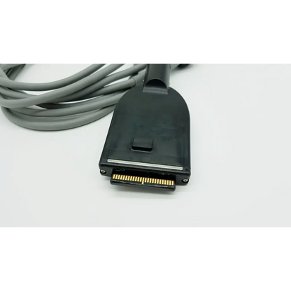 Black plastic connector with gold pins and gray coiled cable for olympus otv-s7proh hd autoclavable camera head back side
