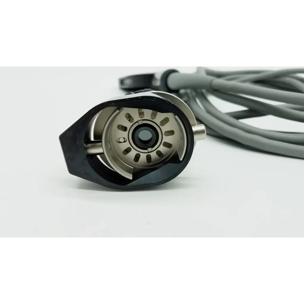 Black and silver mechanical connector with a circular slotted metal center for olympus otv-s7proh-hd-12e autoclavable camera head