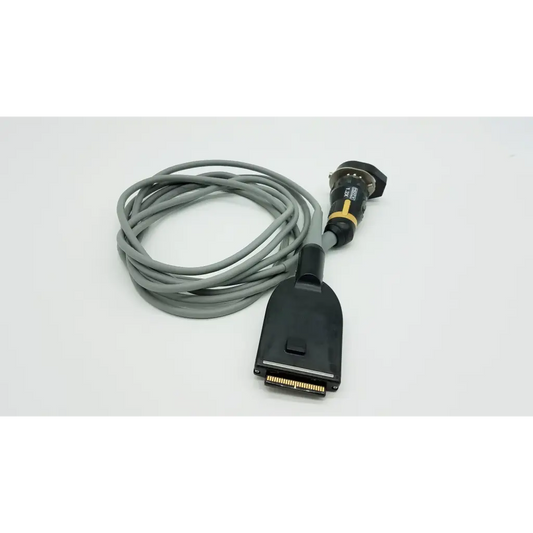 Gray coiled cable with black connectors and gold-plated pins with yellow accent band for olympus otv-s7proh hd autoclavable camera head