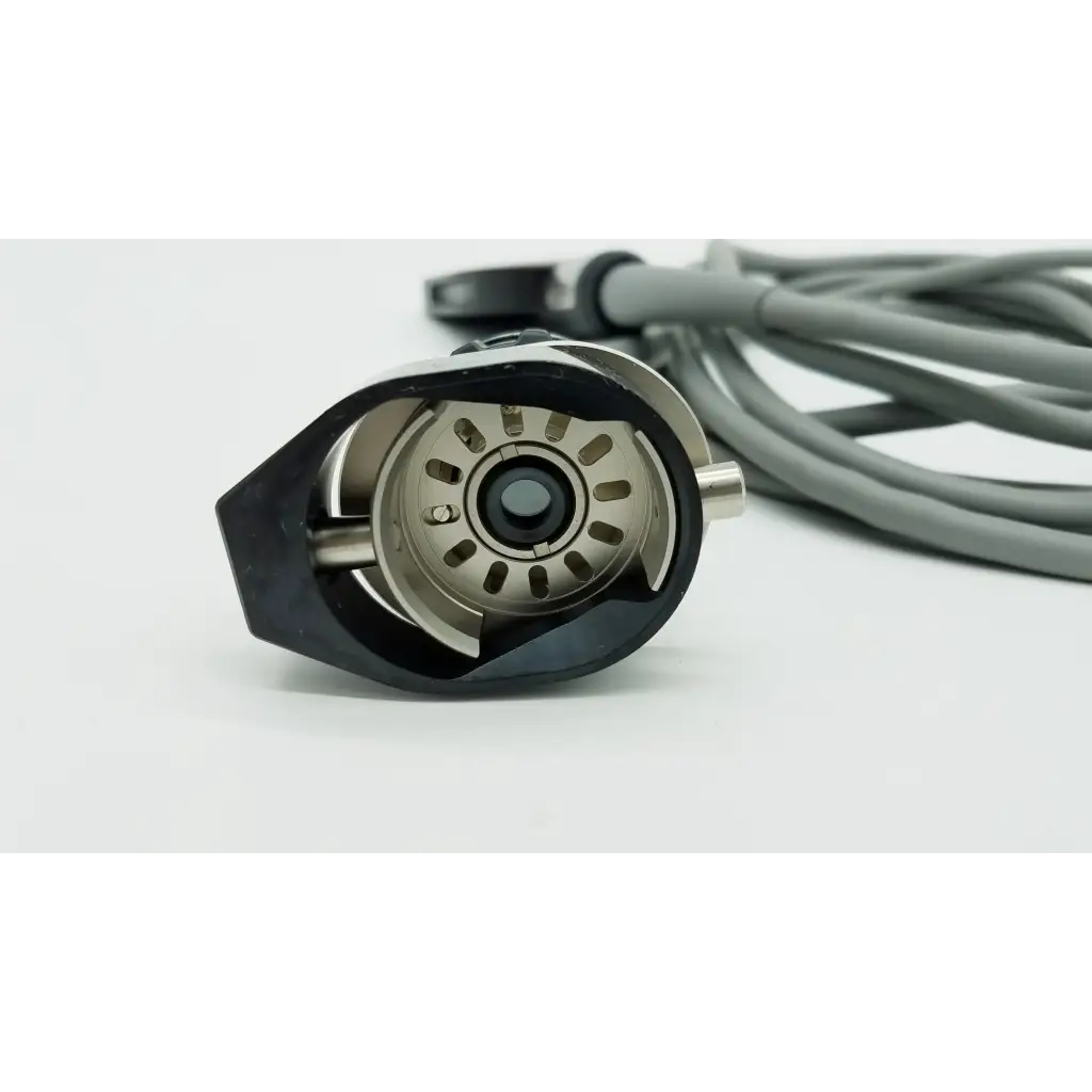 Black and silver metallic olympus otv-s7proh-hd-12e autoclavable camera head with circular slotted interior mechanism