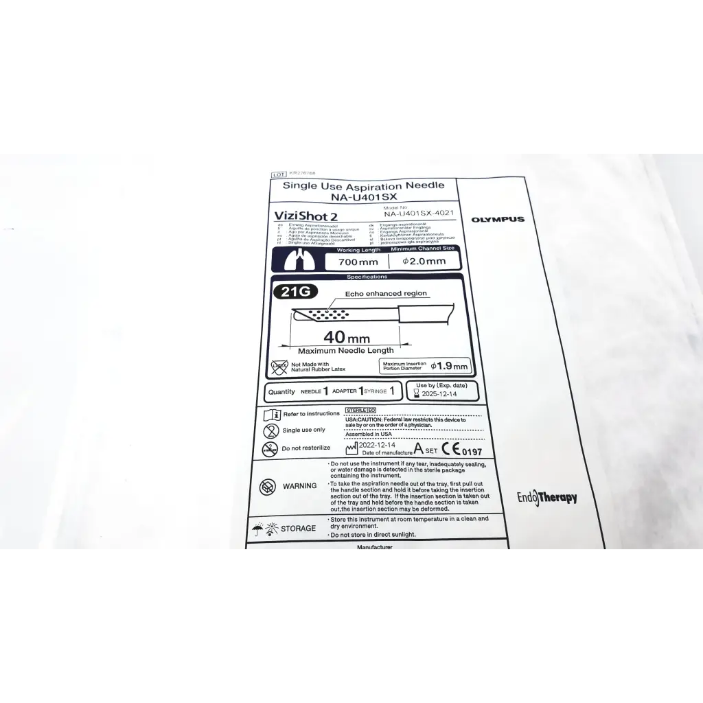 Load image into Gallery viewer, Olympus Single Use Aspiration Needle NA-U401SX