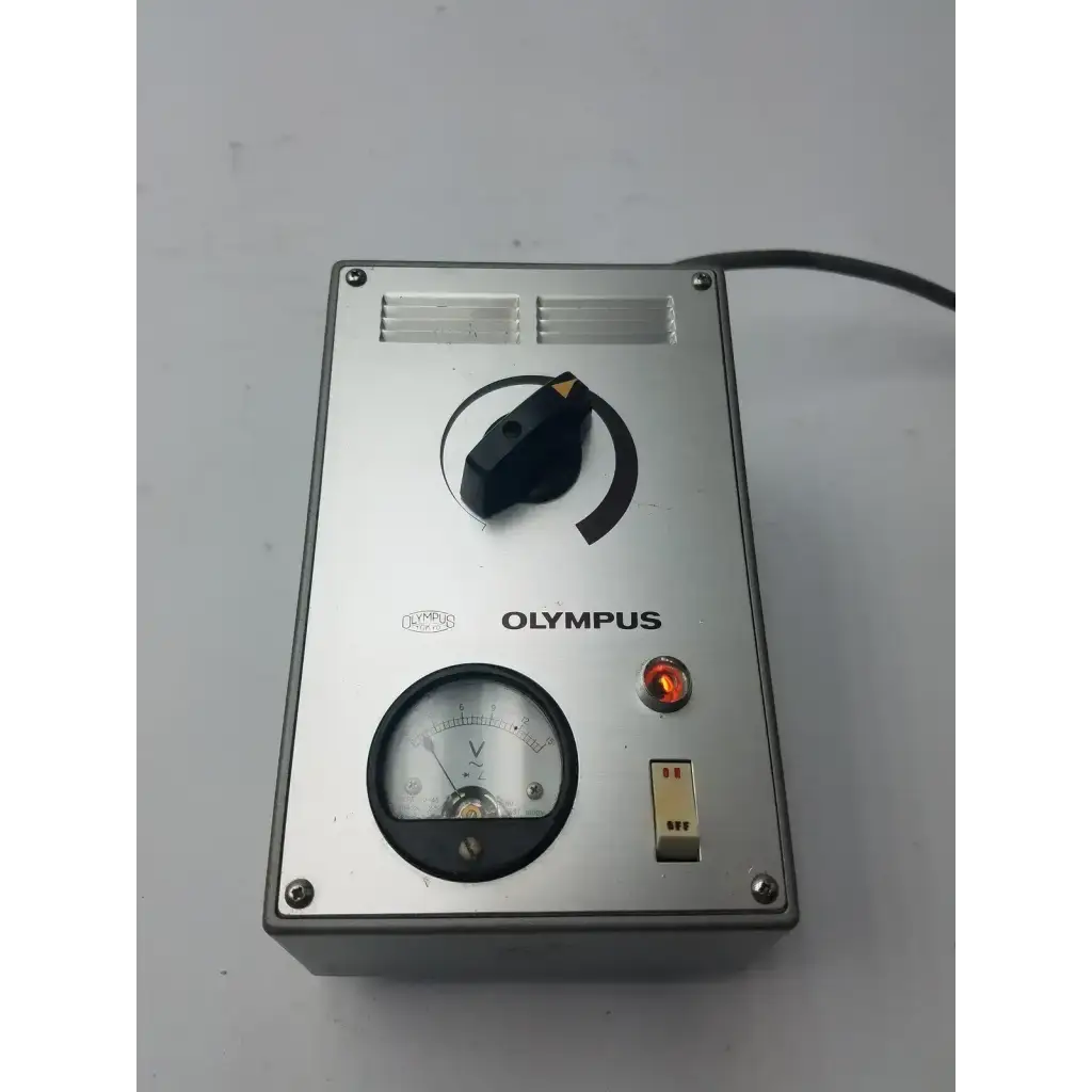 Silver olympus tf adjustable lamp power supply with black dial knob and indicator light for adjustable lamp power