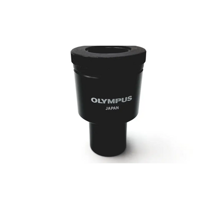 Black olympus whk 10x microscope eyepiece with japan engraving below the brand name for precision viewing