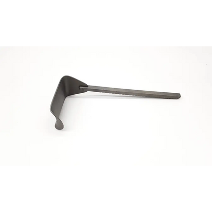 Omni tract fixed kelly retractor in matte black with curved blade and square serrated shaft for surgical use
