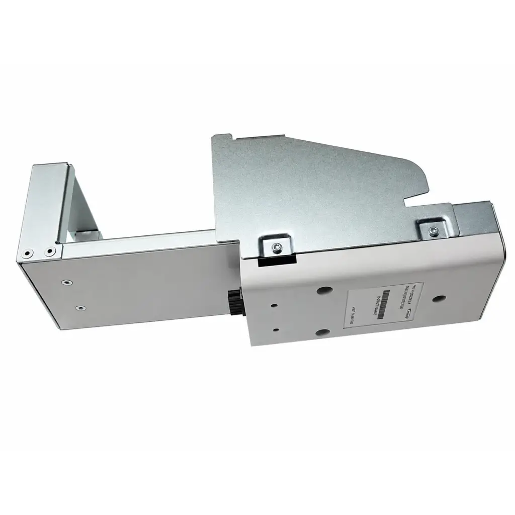Silver metallic omnicell oral solid dispenser with sleek industrial design and visible mounting brackets