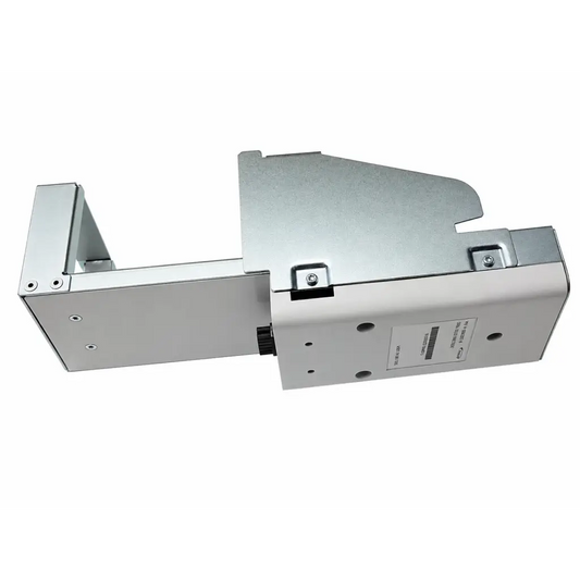Silver metallic omnicell oral solid dispenser with sleek industrial design and visible mounting brackets