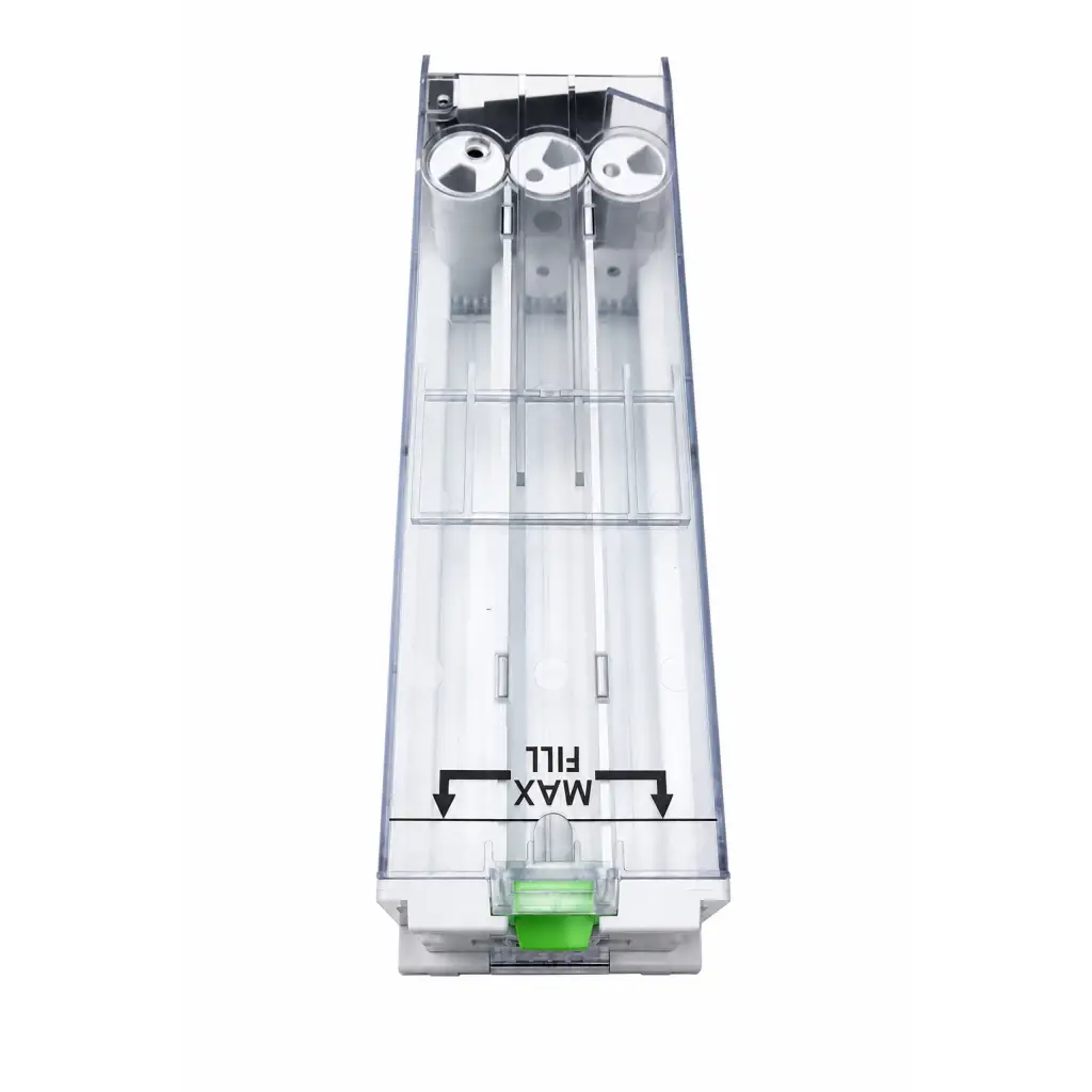 Clear plastic battery tray with three circular slots and green fill indicator in omnicell rev b vial cassette automated dispensing module biomed certified