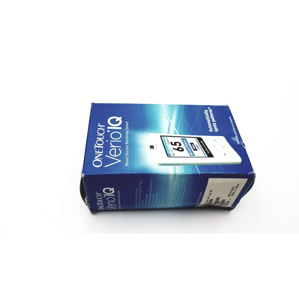 Blue rectangular box for onetouch verio iq blood glucose monitoring system tfgszfd7 for accurate blood glucose monitoring