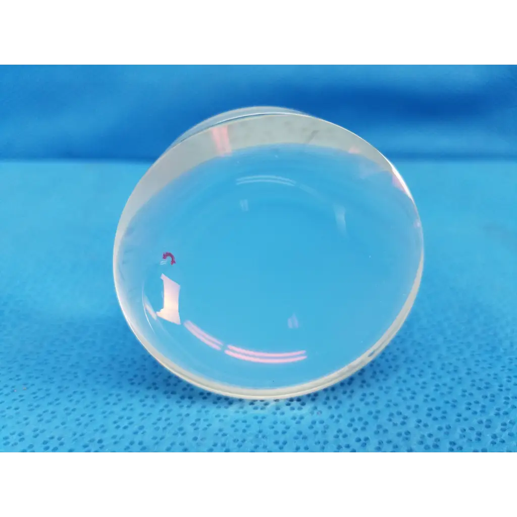 Clear transparent optical dome lens with smooth rounded surface and subtle highlights for topcon trc-nw8 retinal camera