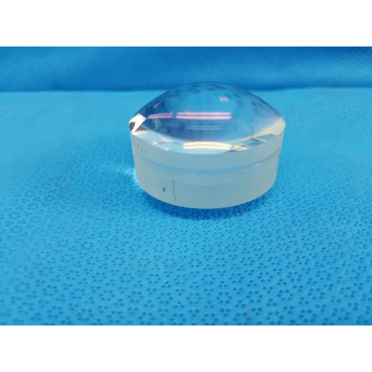Clear faceted optical dome lens with polished chrome rim and white base for Topcon TRC-NW8 retinal camera mount
