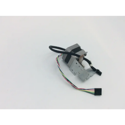 Silver metallic oriental motor pk245m-01b-c12 2 phase steppermotor with black wiring and multi-colored cable connector