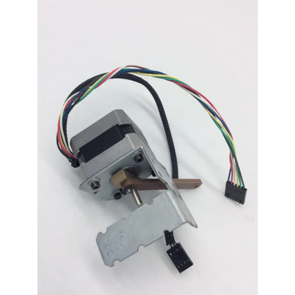 Gray metallic oriental motor pk245m-01b-c12 2 phase steppermotor with multicolored wiring and brass shaft