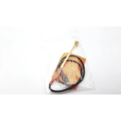 Black braided cord with gold-toned metal clasp and connector in clear plastic packaging part no 059-3005-00 12 inch