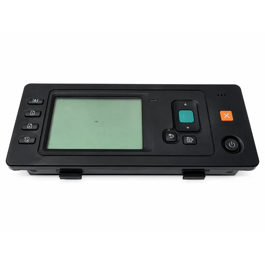 Black q6675-60143 rev display control panel module with green screen and orange power button for patient monitor