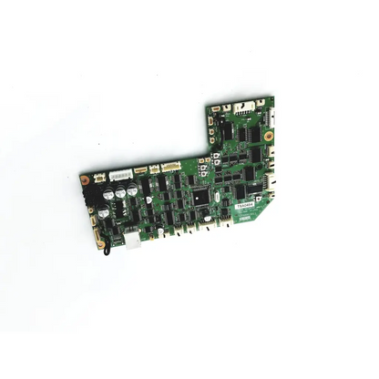 Green printed circuit board of pb-free t8a0494 board with black integrated circuits and white connectors