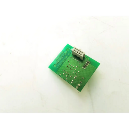 Pcb basic 201673 rev b green rectangular circuit board with silver soldered components and gray 8-pin connector bbcb3-10a