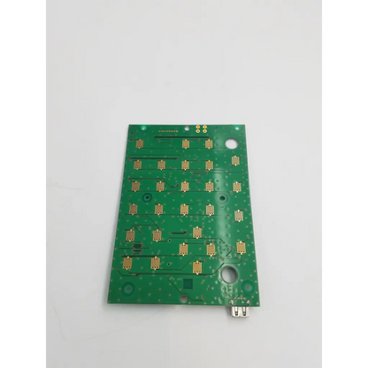 Green rectangular pcb console board 206-29237 assy 206-24980 with gold conductive traces and usb connector at bottom