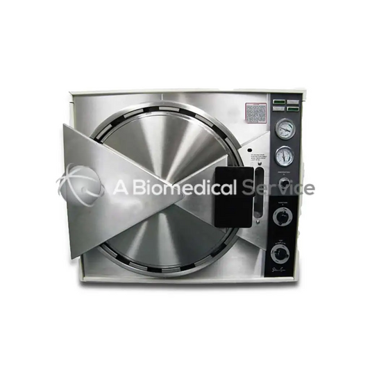 Stainless steel crane magnaclave autoclave with circular door and gauges for biomedical service applications