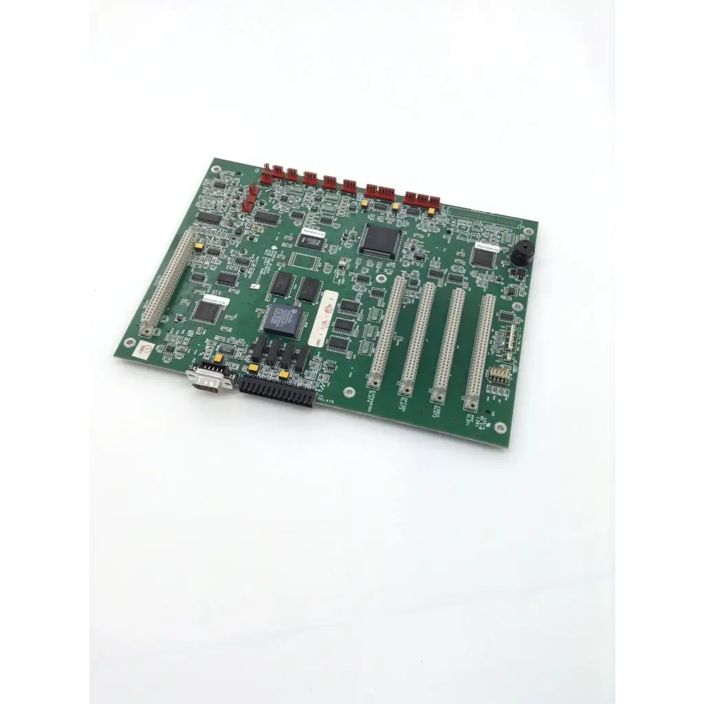 Green PerkinElmer PCB M0410330 with integrated circuits and usb port for biomedical service and responsible electronics recycling