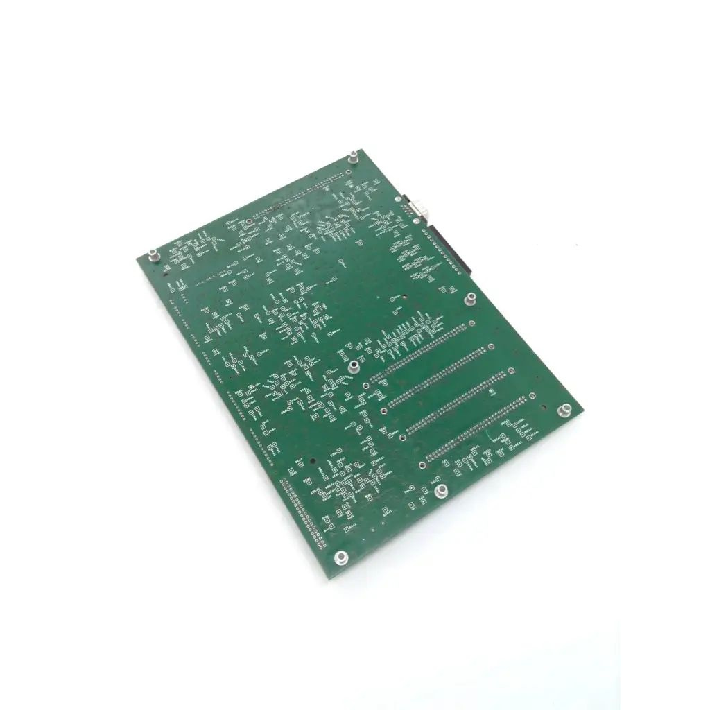 Green rectangular printed circuit board with silver soldered traces and mounting holes for perkinelmer pcb m0410330 biomedical service and replacement parts