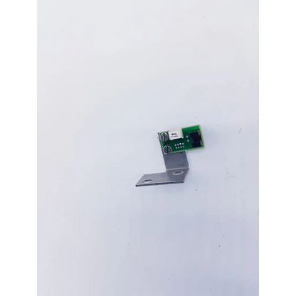 Silver l-shaped metal bracket with green circuit board and black component on perkinelmer precisely wizard2 optocoupler sensor
