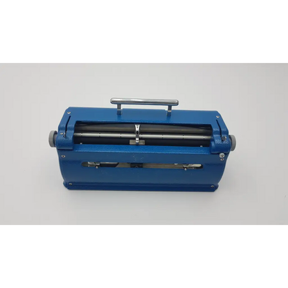 Blue metal paper roller with silver handle and rollers for perkins brailler aph light-touch lt002058 brailler accessory