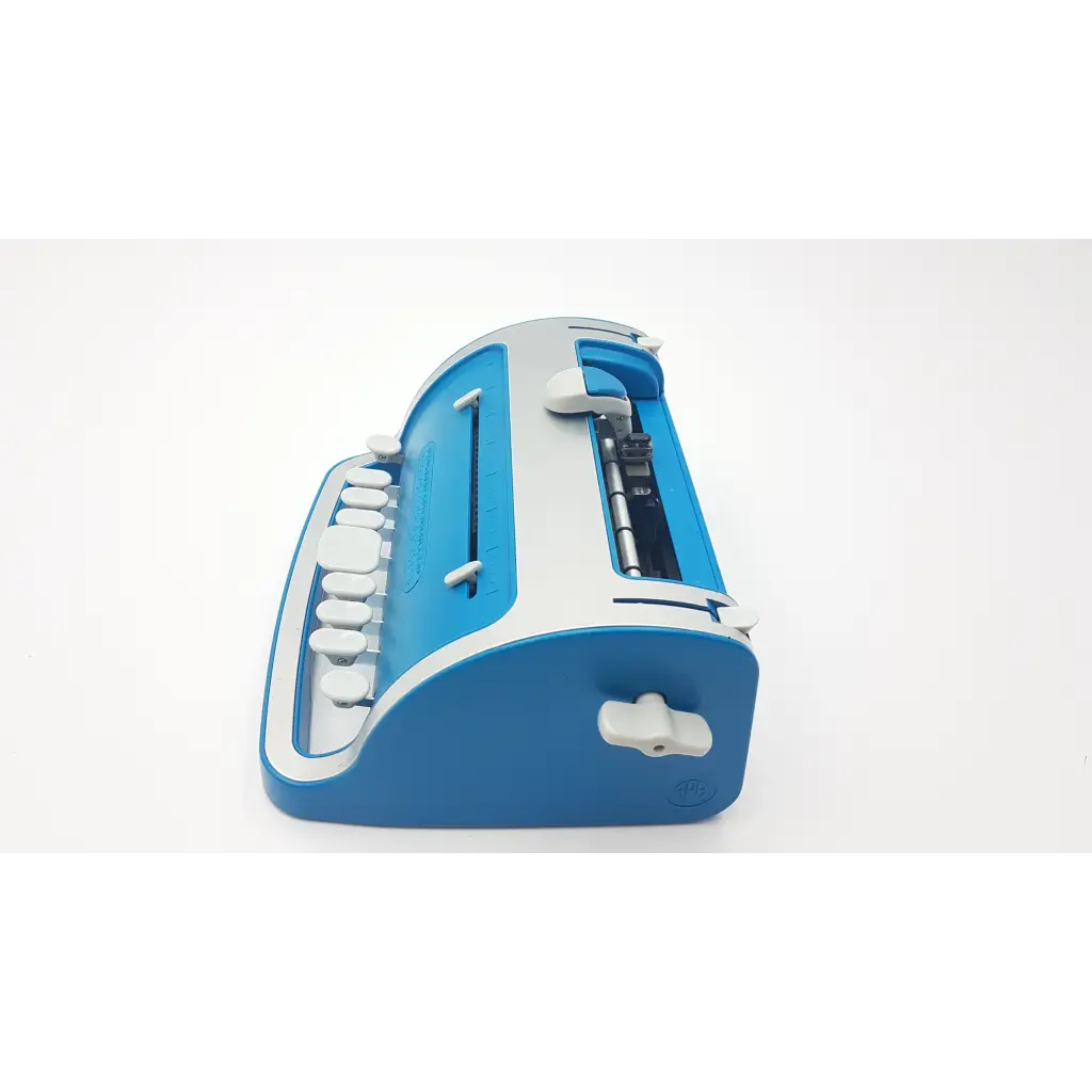 Blue and gray plastic manual perkins brailler aph next generation with white keys for braille writing use