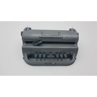 Gray textured plastic perkins classic brailler manual typewriter with sturdy handle and multiple key levers blind howe press