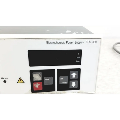 Pharmacia biotech electrophoresiis power supply eps 300 with white casing black control panel and digital display