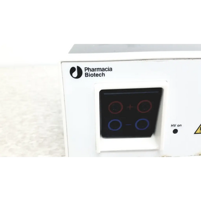 White pharmacia biotech electrophoresiis power supply EPS 300 with black control panel and red blue circular buttons