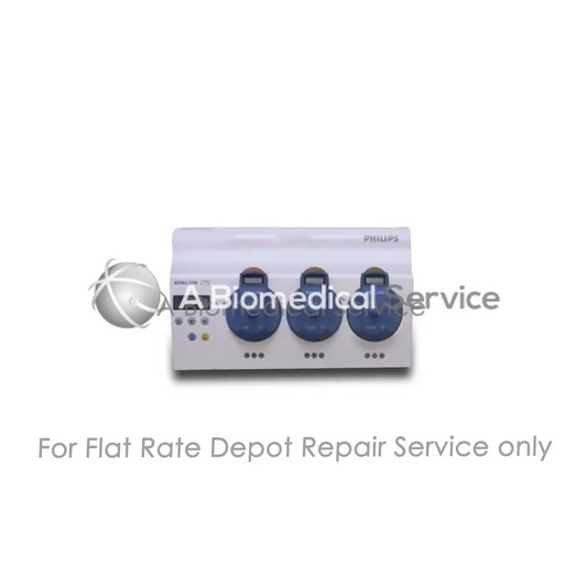 White Philips Aventon CT medical equipment with three blue controls and digital display for flat-rate repair service