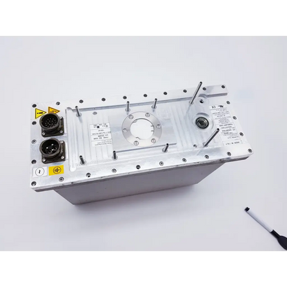 Silver metallic philips bv pulsera x-ray tube voltage ro 0306 c-arm battery module with black connectors and mounting plate