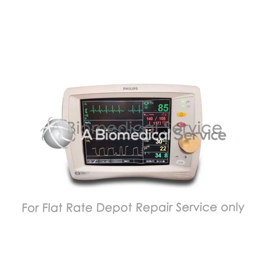 Beige philips c3 vital signs monitor repair service showing medical equipment with colored digital readouts and waveforms