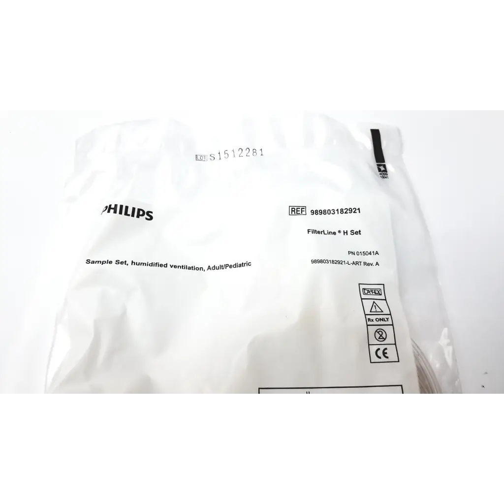 White plastic packaging for philips filter line set long microstream etco2 consumable medical device