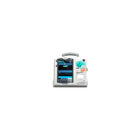 Philips Heartstart MRx defibrillator with touchscreen and teal control dial for medical equipment repair service