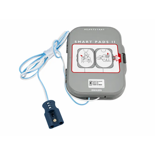 Gray philips heartstart smart pads ii set 989803139261 with blue and white cables pads ii set