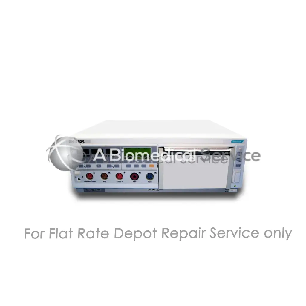 White philips 50xm m1360b fetal monitor with digital display and colored buttons for medical equipment repair service