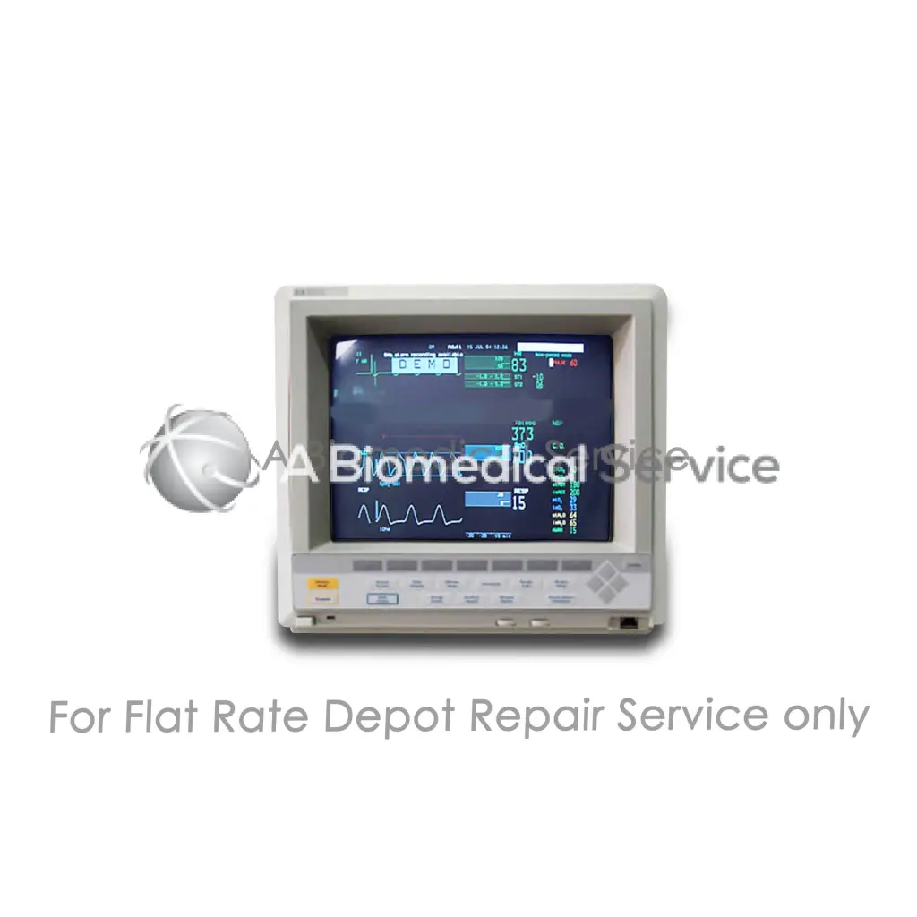 Beige philips hp merlin m1094 color patient monitor with vital signs display for medical equipment repair service