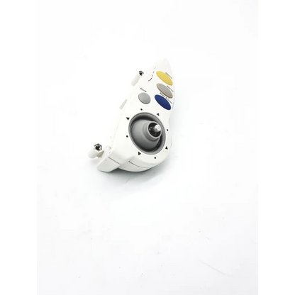 White plastic Philips IntelliVue m4046-61402 patient monitor controller with colored buttons and central rotating dial mechanism