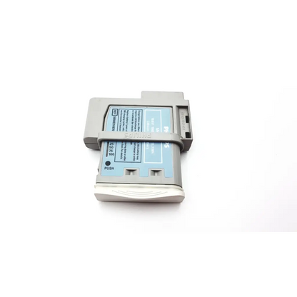 Gray plastic philips intellivue m4607a mp2 battery module with light blue label and black text for patient monitor use