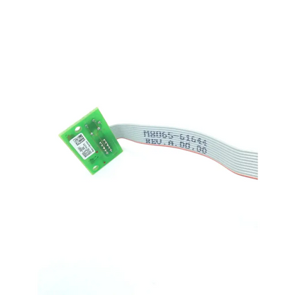 Green rectangular circuit board with white flexible ribbon cable for philips intellivue m8065-66461 monitor part msl assembly connector used in biomedical service and responsible electronics recycling replacement parts