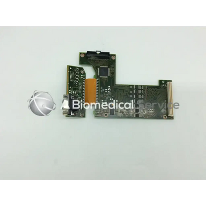 Green circuit board with black components and orange ribbon cable for philips intellivue mp70 m8071-67011 interface