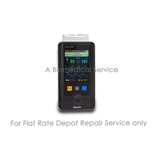Black philips intellivue mx40 patient monitor with touchscreen displaying vital signs for medical equipment repair service