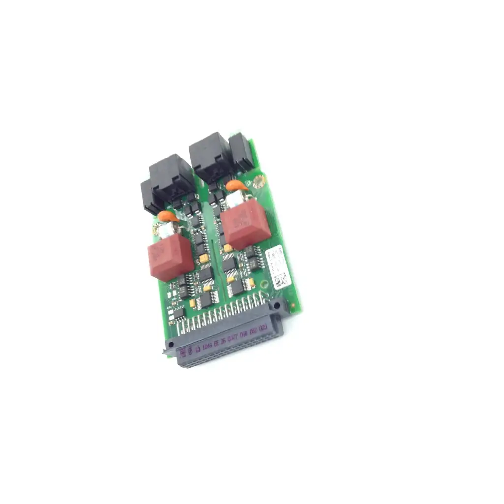 Philips intellivue rs232 serial port dual interface board with black connectors and red capacitors for biomedical service and responsible electronics recycling replacement parts
