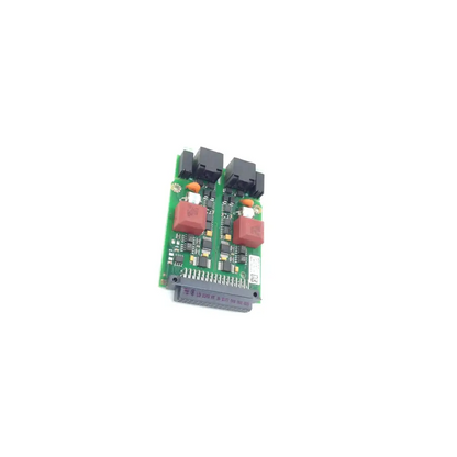Green printed circuit board with black connectors red capacitors and gray interface for philips intellivue rs232 serial port replacement parts