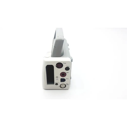 Gray and white philips intellivue x2 monitor ecg spo2 nibp temp with multiple labeled input ports on back side