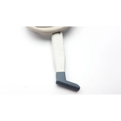 Beige and dark gray plastic handle with curved top section of philips l15-1io ultrasound transducer