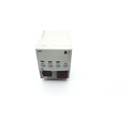 White plastic philips m1008b nbp module control panel with four labeled buttons and a red indicator light
