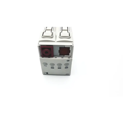 Silver-colored philips m1008b nbp module industrial power module with two red indicator lights and labeled input output ports
